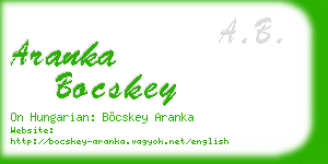 aranka bocskey business card